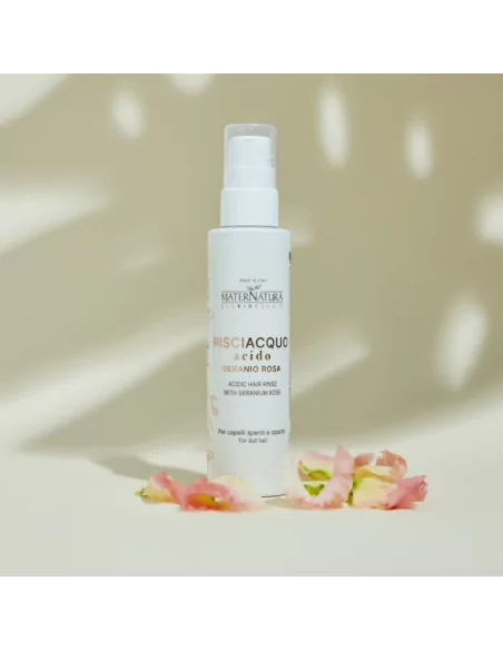 Risciacquo Acido Capelli al Geranio Rosa. Capelli luminosi meno crespi
